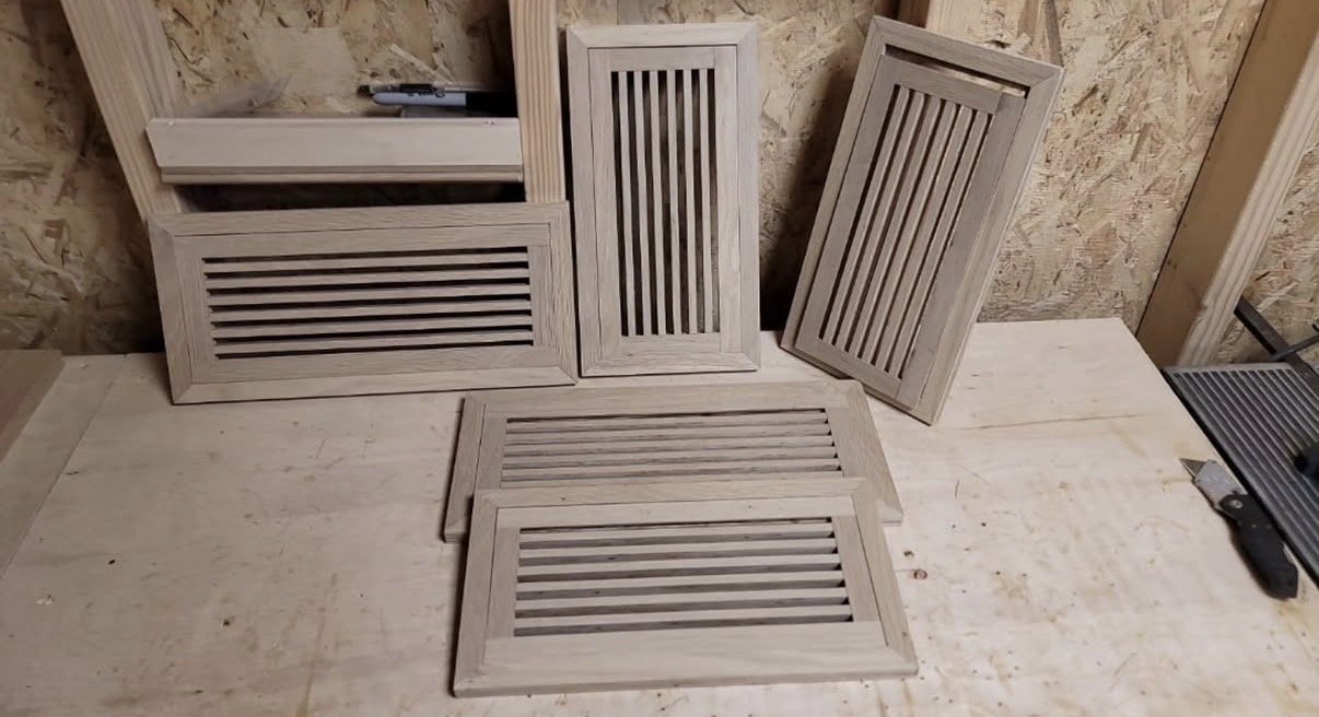 Linear slat-style custom wood vents